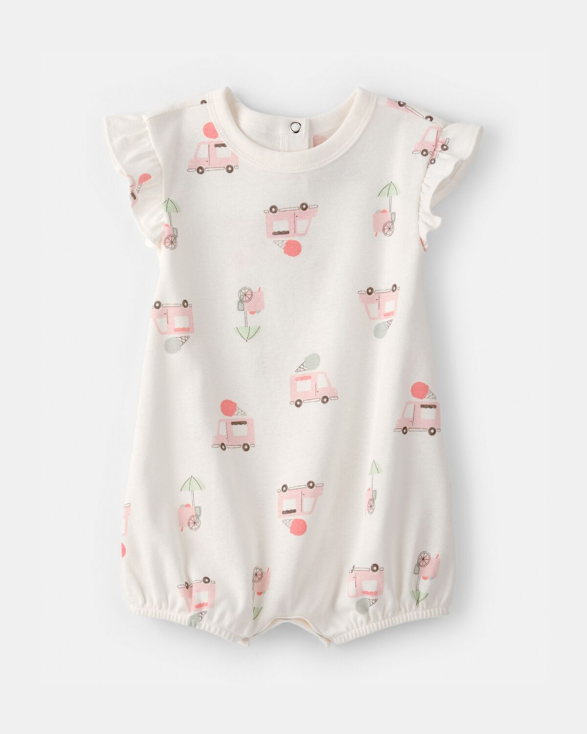 Baby Girl Ice Cream Truck Short-Sleeve Romper - White | Carter's Inc