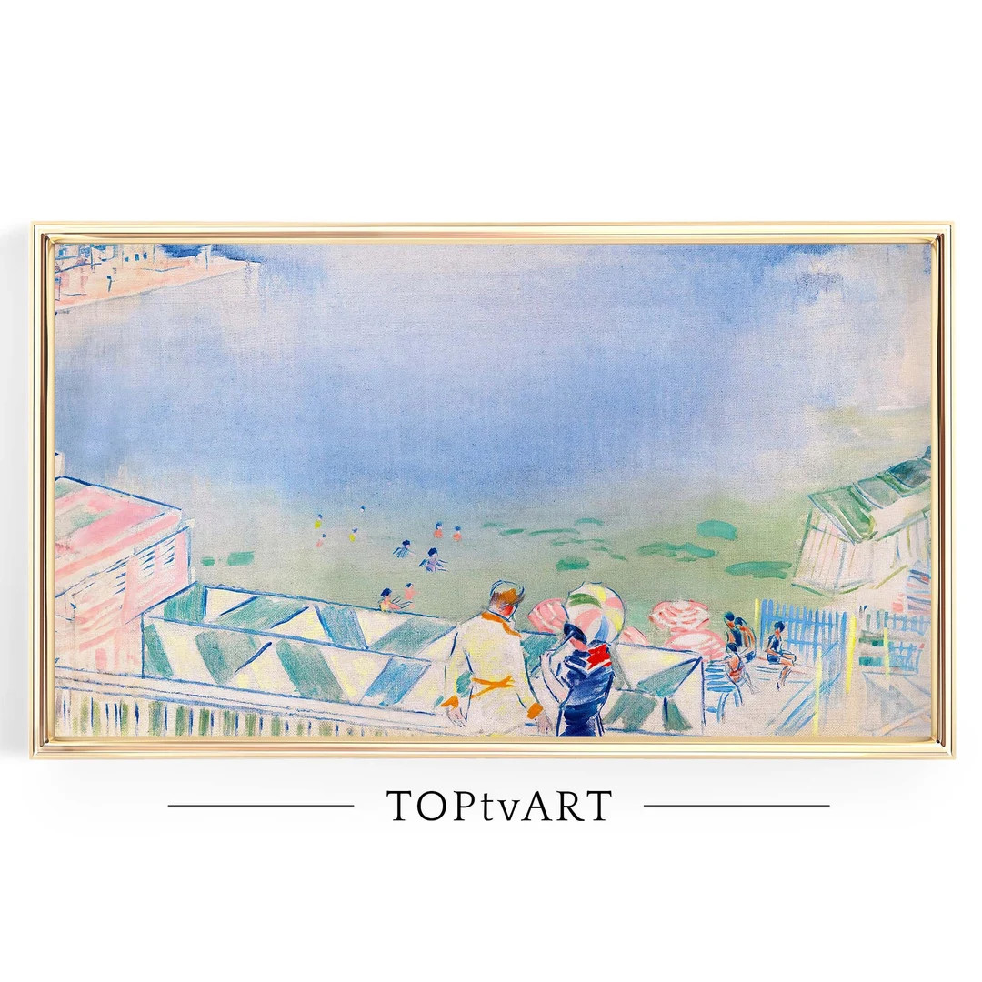 Samsung Frame TV Art Beach Painting, Frame TV Art Vintage Beach, Frame Tv Art Italy, Frame TV Art... | Etsy (US)