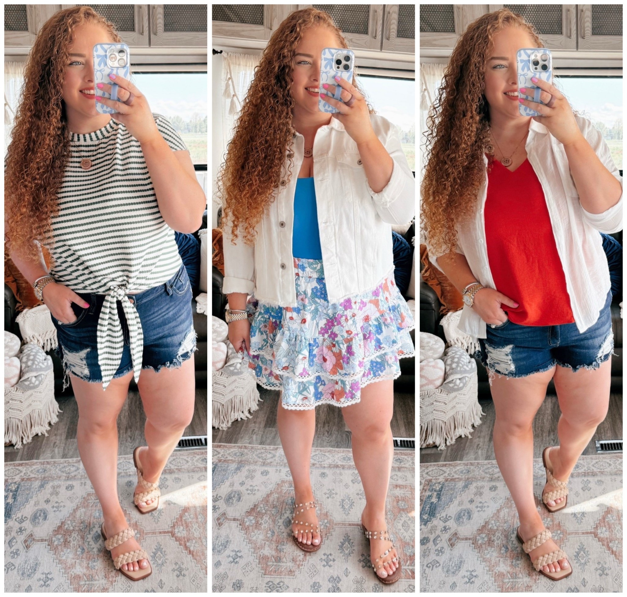 Spring looks, made simple with Amazon finds 🌸☀️ Fresh colors, easy layers, and outfits that do the most with zero effort 💐🛍️ Your spring style refresh starts here✨ white denim jacket | Amazon white denim jacket | white denim jacket | Amazon tank top | Amazon blue tank top | tank top | blue tank top | floral skort | Amazon floral skort | spring skort | floral skirt | Amazon floral skirt | sandals | Amazon sandals | spring outfit | Amazon spring outfit | Amazon spring look | Amazon finds | Amazon fashion | Amazon look | Amazon outfit | Amazon must haves | spring | spring fashion | spring look | spring outfit | Amazon spring outfit | denim shorts | curvy shorts | buckle shorts | green striped top | Amazon green striped top | braided sandals | Amazon braided sandals | casual Amazon tops | white button down | Amazon white button down | orange tank top | Amazon orange tank top 

#LTKSummerEdit #LTKMidsize #LTKSaleAlert
