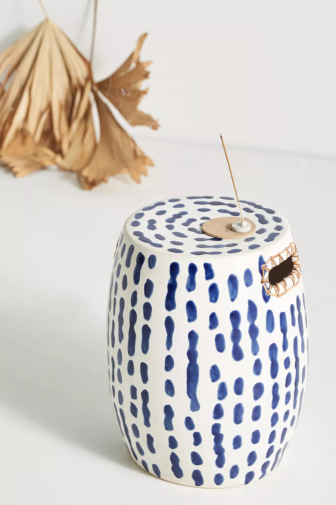 Indigo-Striped Ceramic Stool | Anthropologie (UK)