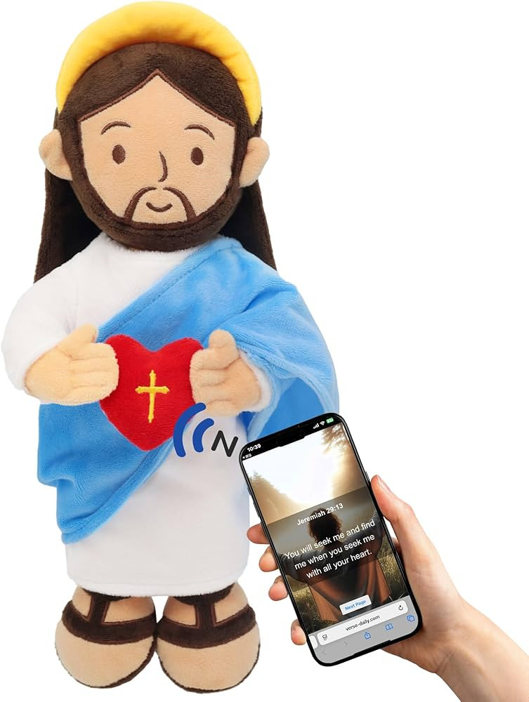 14" Jesus Plush with NFC Daily Bible Verse, Stuffed Doll Plushie for Kids, Heart of Jesus Savior ... | Amazon (US)