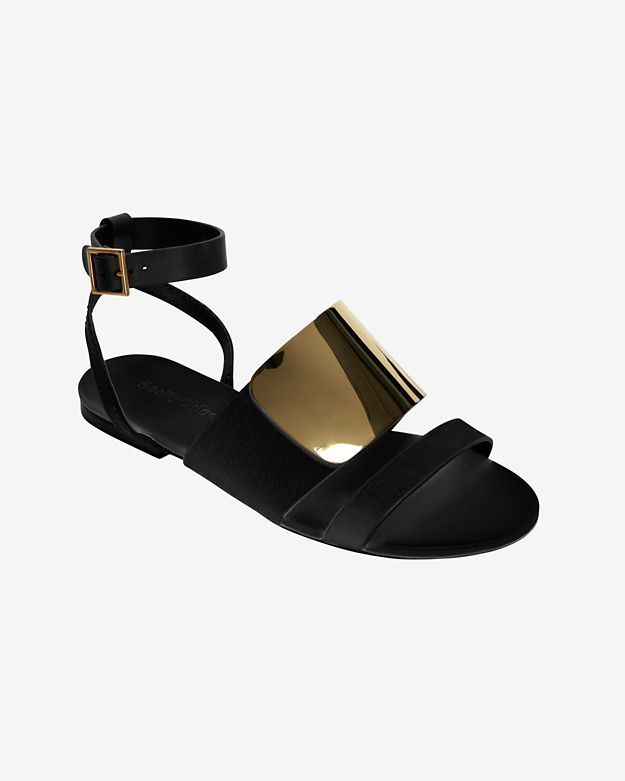 See by Chloe Gold Plate Flat Sandal: Black | Intermix