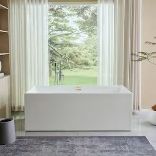 Vanity Art 67 in. Acrylic Flatbottom Freestanding Bathtub in White/Titanium Gold VA6813B-L-TG - T... | The Home Depot