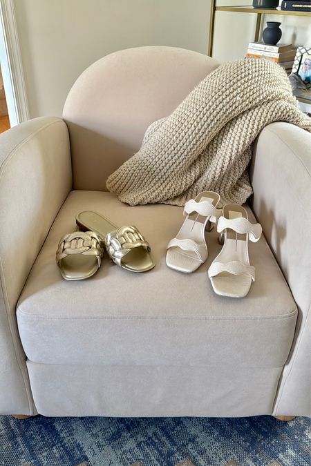 Spring sandals - dressy shoes for the warmer seasons

Love these good metallic slides (very on trend) and the cream white heels are very comfy too. Both fit true to size 

#LTKfindsunder100 #LTKshoecrush #LTKSeasonal