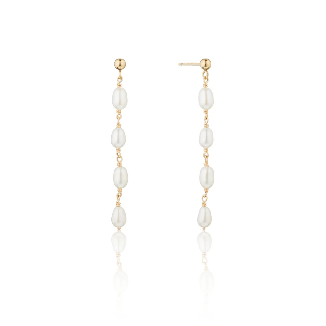 Gold Four Seed Pearl Drop Earrings | Lily & Roo