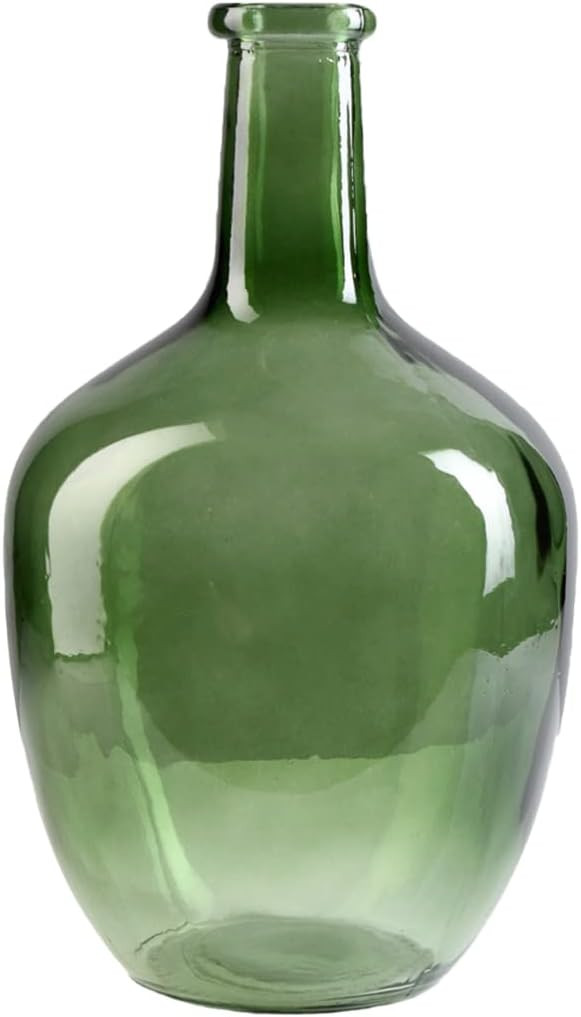 Serene Spaces Living Olive Green Bottleneck Glass Vase - Elegant Vintage Floor Vase for Long-Stemmed Floral Arrangements, 7.48" Diameter & 12" Tall | Amazon (US)