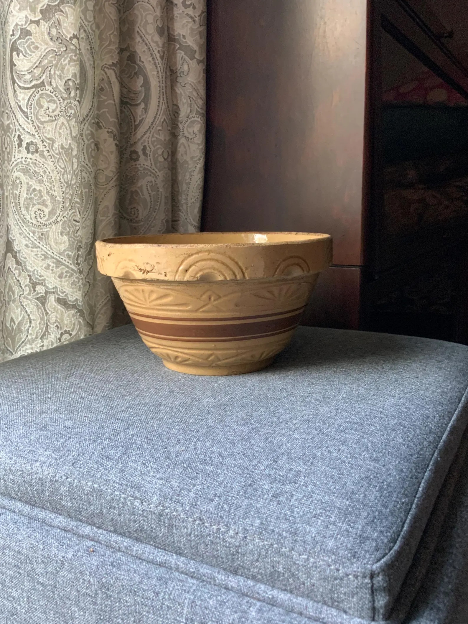 Vintage Yellow Ware Bowl Tan With Brown Stripes 8 Inch Diameter - Etsy | Etsy (US)