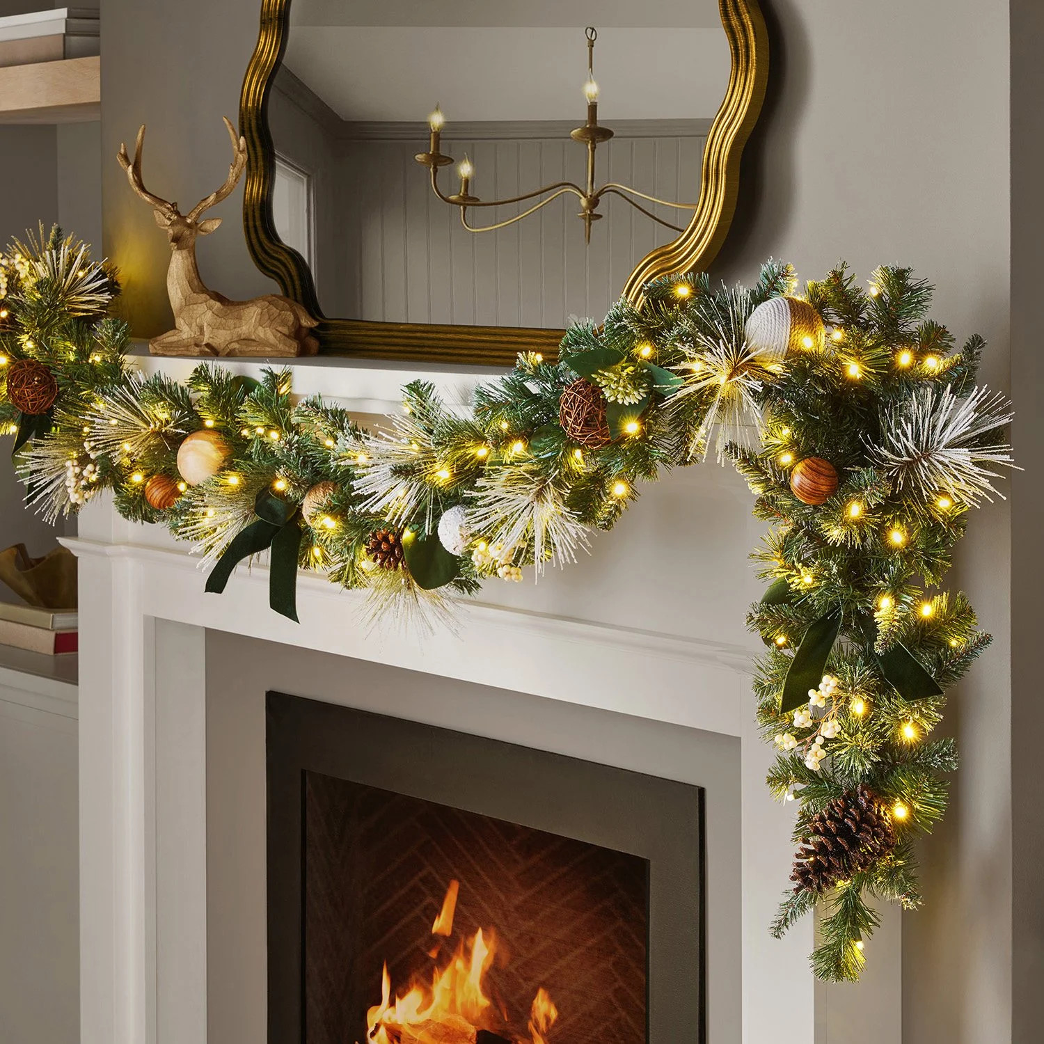 Member's Mark 9' Evergreen Pre-Lit Decorated Garland | Sam's Club