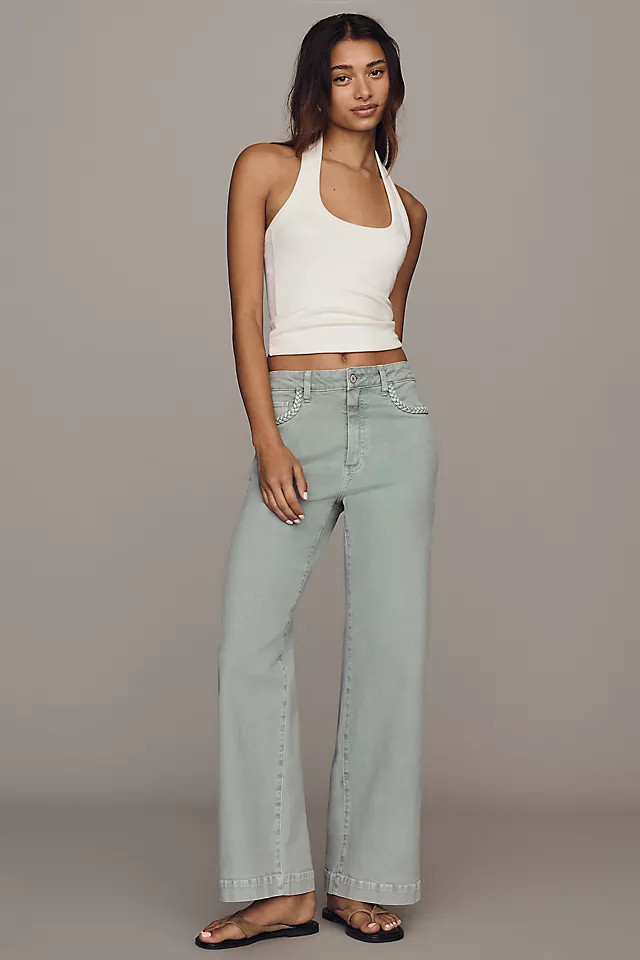 Anessa Braided High-Rise Wide-Leg Jeans | Anthropologie (US)