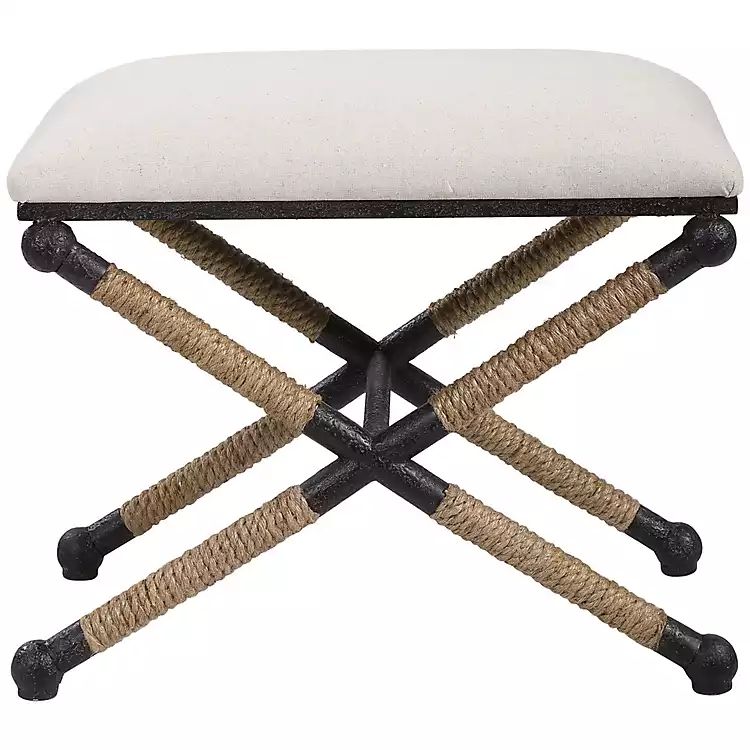 Oatmeal Upholstered Wrapped Rope Frame Bench | Kirkland's Home