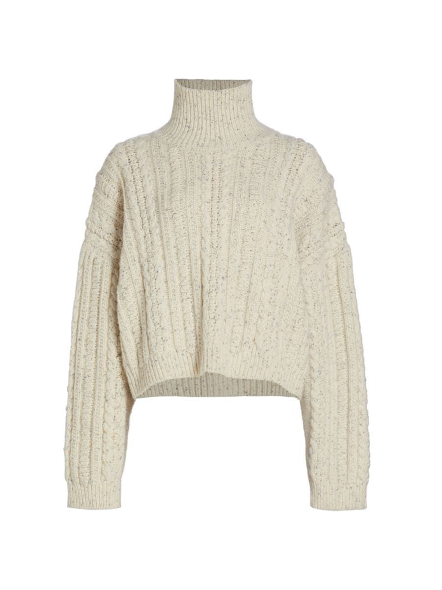 Speckled Cable-Knit Turtleneck Sweater | Saks Fifth Avenue