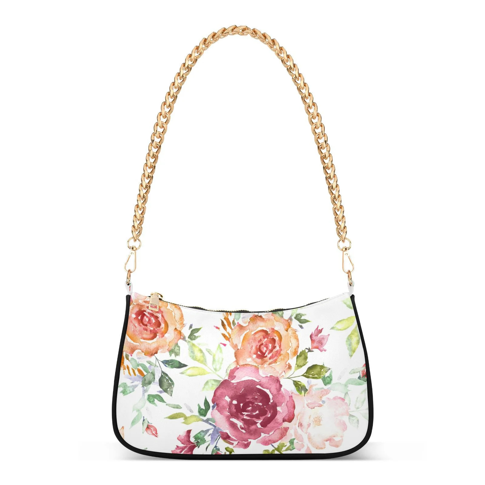 ALAZA Watercolor Pink Rose Flower Shoulder Bag Purse for Women Tote Handbag with Zipper Closure | Walmart (US)