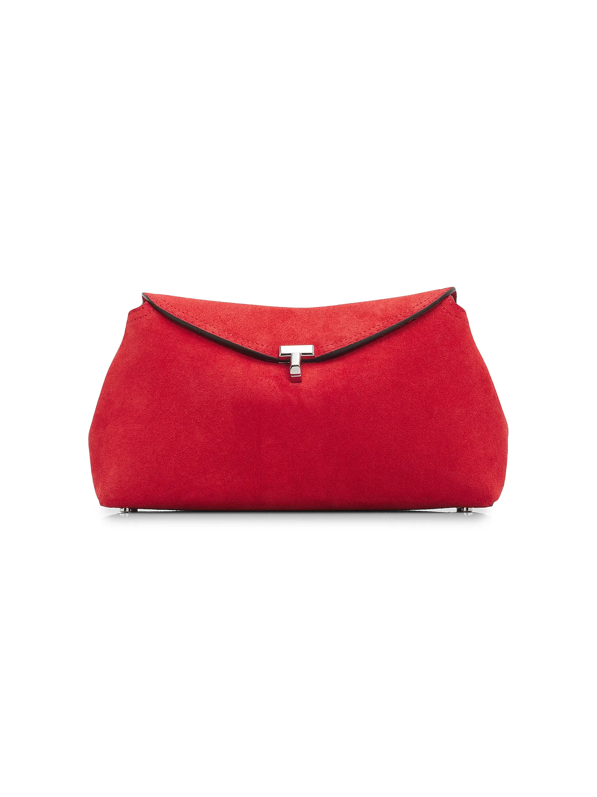 Toteme T-Lock Suede Clutch | Saks Fifth Avenue | Saks Fifth Avenue