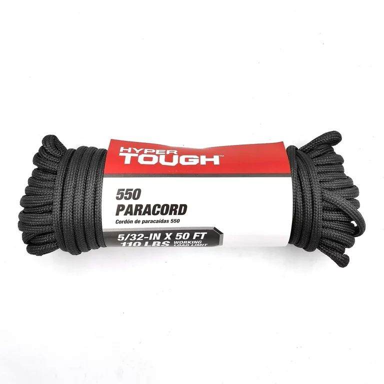 Hyper Tough 550 Utility Paracord Rope, Black, 5/32 inch x 50 feet,110 lb Load Max | Walmart (US)