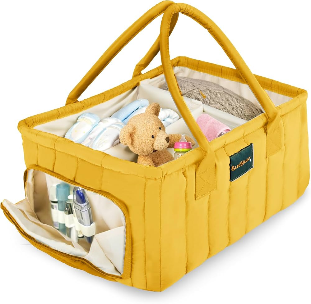 Baby Diaper Caddy Basket Organizer-Sturdy, Breathable & Washable - Stylish Storage, Portable, Car... | Amazon (US)