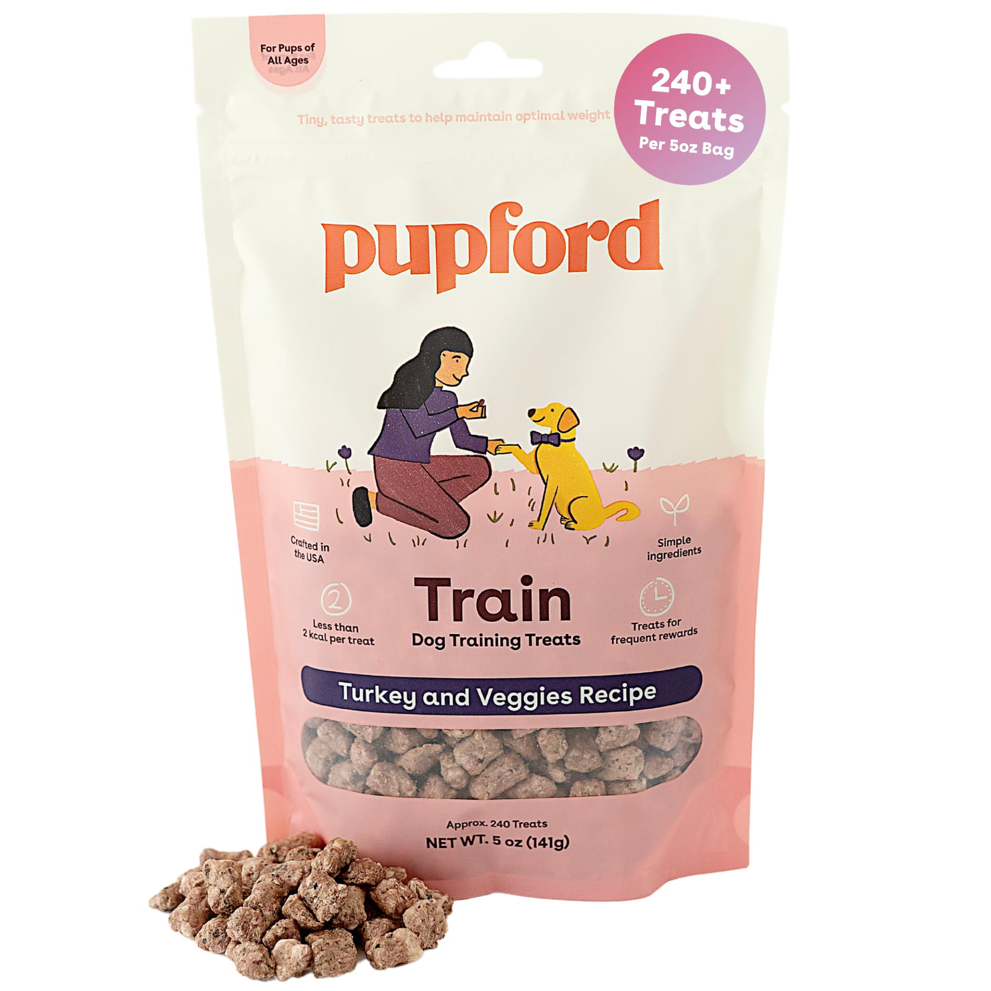 Pupford Freeze Dried Training Treats for Dogs & Puppies, 240+ Four Ingredient Bites (Turkey & Veg... | Amazon (US)