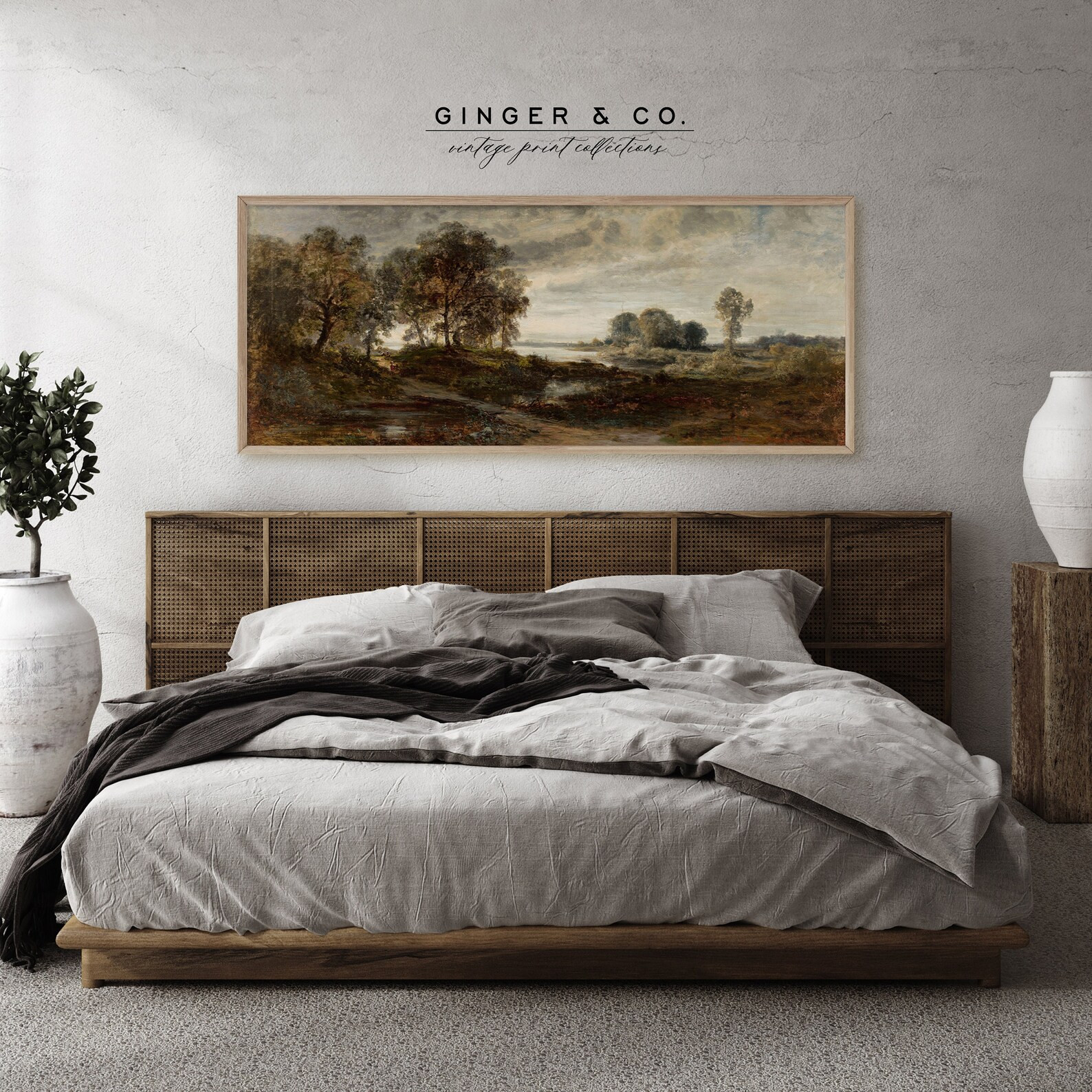 Moody Summer Landscape Painting PRINTABLE DIGITAL DOWNLOAD Panoramic Wall Art, Vintage Art Print ... | Etsy (US)