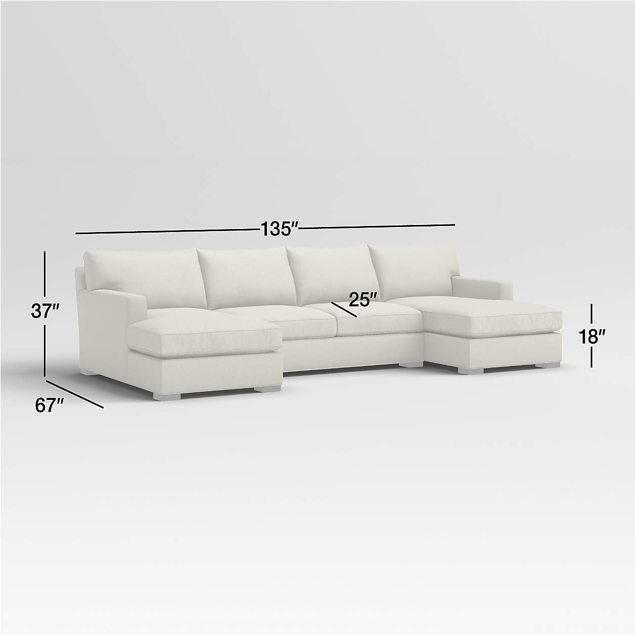 Axis 3-Piece U-Shaped Sectional Sofa with Double Chaise Lounge + Reviews | Crate & Barrel | Crate & Barrel
