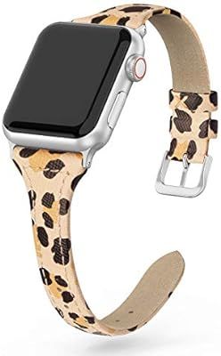 SWEES Leather Band Compatible for iWatch 38mm 40mm, Slim Thin Dressy Elegant Genuine Leather Stra... | Amazon (US)