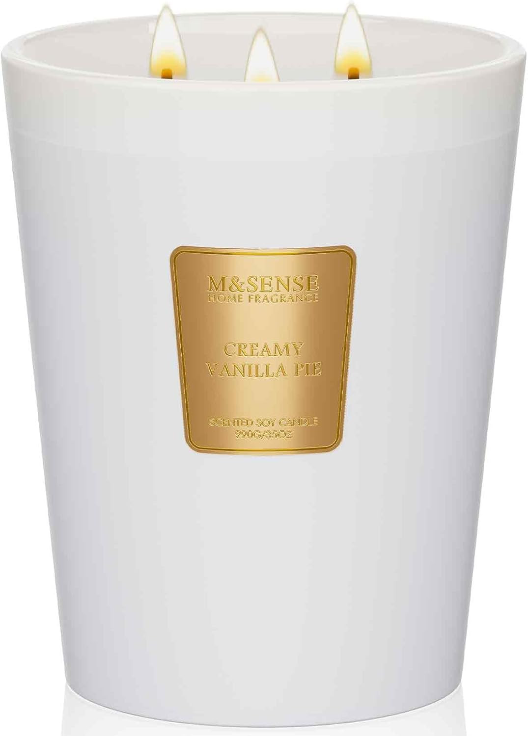 M&SENSE Creamy Vanilla Soy Large Candles, 3-Wick 35oz 150H Long Lasting, Aromatherapy Candle for ... | Amazon (US)