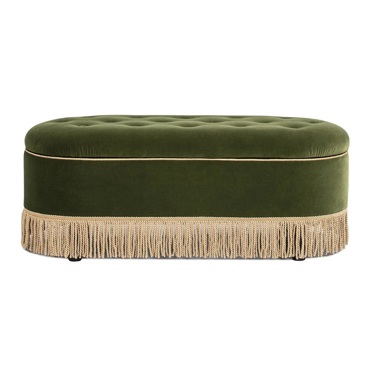 Oval Tufted Bullion Fringe Storage Bench | Wayfair North America