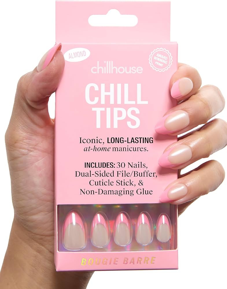 Chillhouse - Chill Tips, French Tip Press On Nails Kit - Bougie Barre (Almond) - 30 Nail Shapes &... | Amazon (US)
