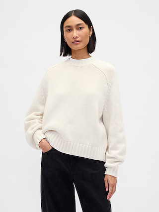 Cotton-Blend Relaxed Crewneck Sweater | Gap (US)