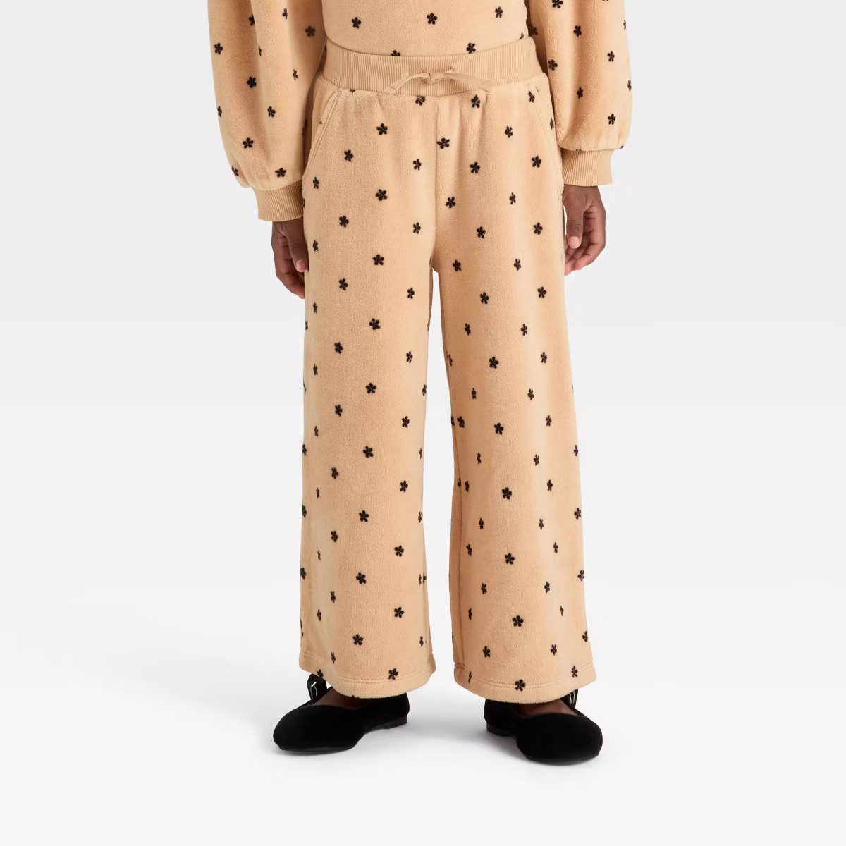 Toddler Girls' Velour Wide Leg Pants - Cat & Jack™ Light Brown 3T | Target