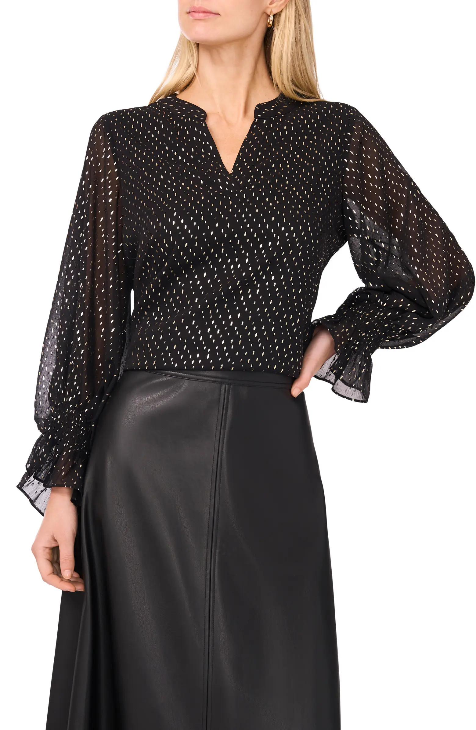 Vince Camuto Foil Print Chiffon Top | Nordstrom | Nordstrom