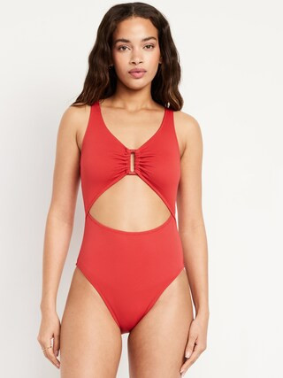 Textured One-Piece Cut-Out Swimsuit | Old Navy (CA)