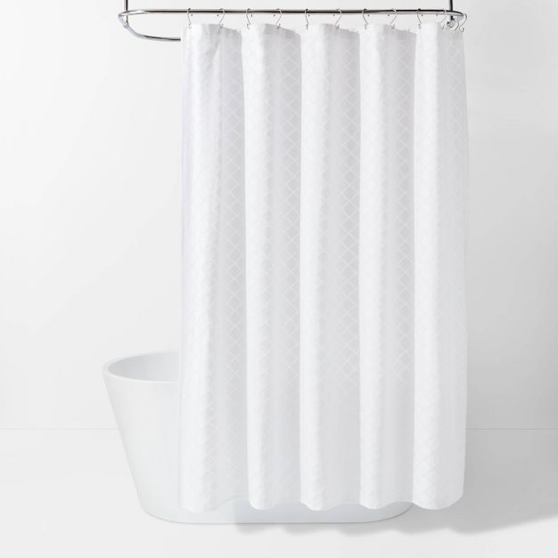 Dyed Clipped Diamond Shower Curtain White - Threshold™ | Target
