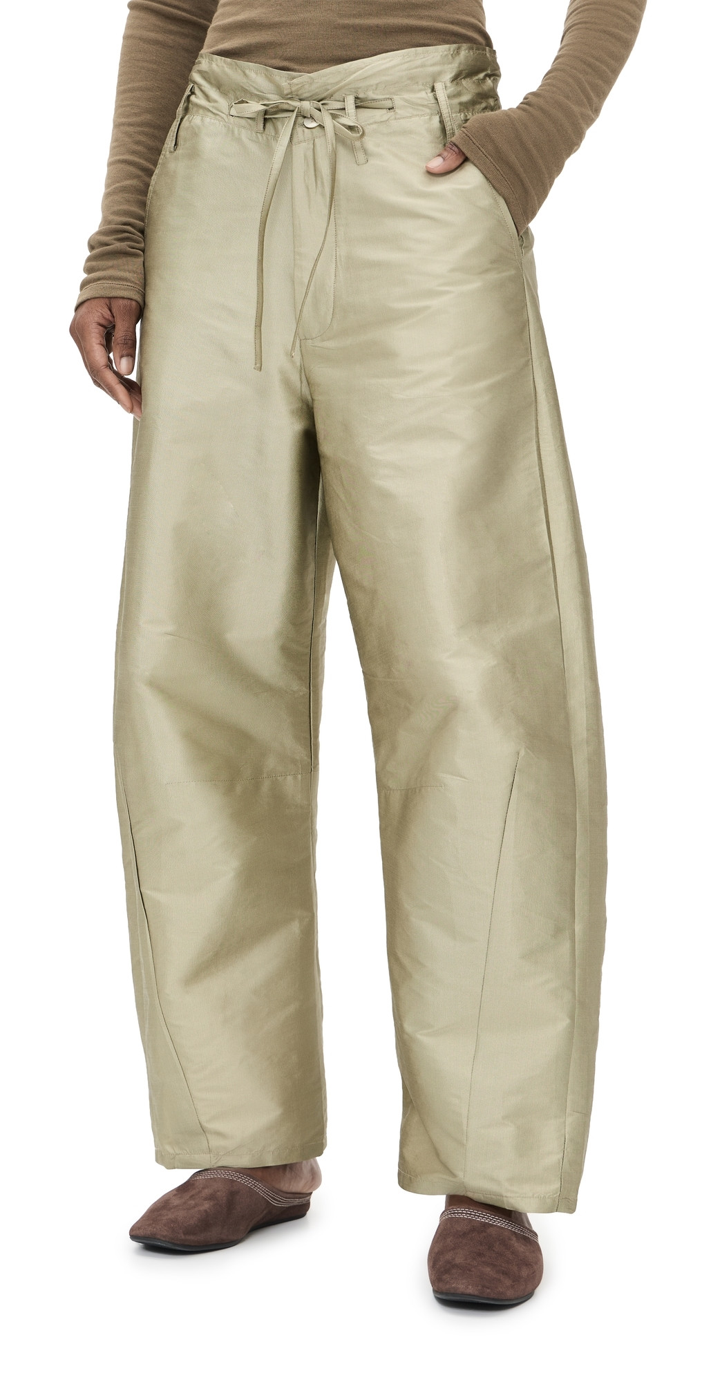 Chan Luu Techno Taffeta Barrel Pants Sage 3 | Shopbop