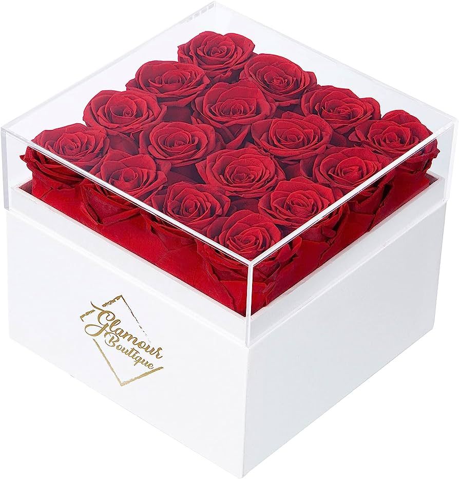 GLAMOUR BOUTIQUE Preserved Roses in a Box - Valentines Day Gifts for Her & Mom, 16-Piece Rose Flo... | Amazon (US)