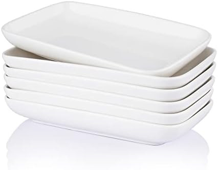 Sweese 752.101 8 Inch Rectangular Salad Plates, Porcelain Dessert Plates, Small White Serving Tra... | Amazon (US)