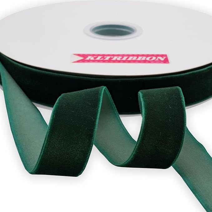 Nylon Velvet Ribbon Single Faced,1 Inch X 25Yards Spool (Dk Green) | Amazon (US)