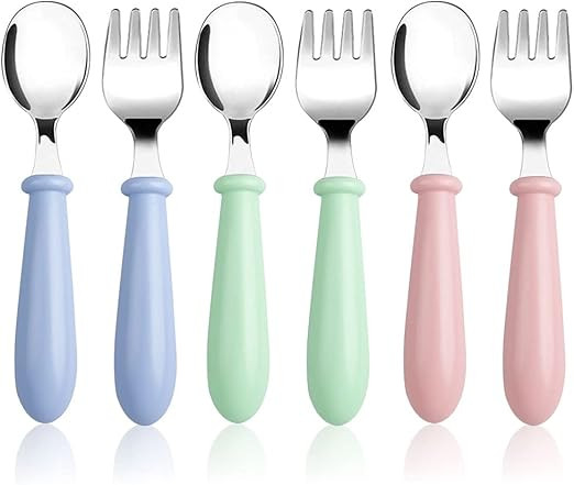 6 Pieces Toddler Utensils Stainless Steel Baby Forks and Spoons Silverware Set Kids Silverware Ch... | Amazon (US)