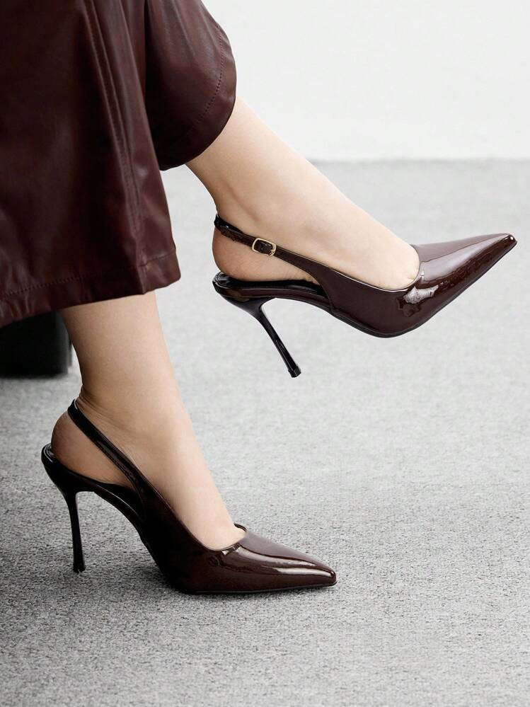 CUCCOO BIZCHIC Women's 2024 New Gold Strap Closed Toe Sandals, 2024 Spring/Autumn Pointed Toe Thin Heels Design, Fashionable Minimalist Style, Versatile To Pair With Dresses And High Heels For Christmas | SHEIN