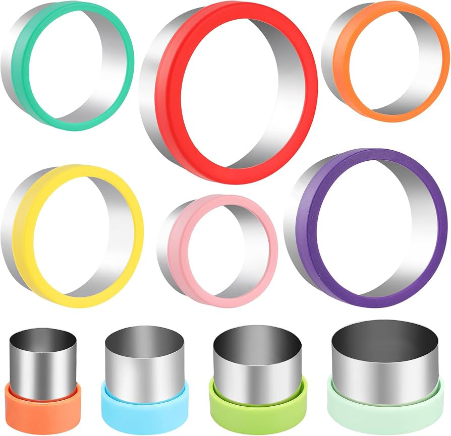 laxizar 10 Pcs Round Cookie Cutters Set Stainless Steel Biscuit Cutter | Amazon (US)