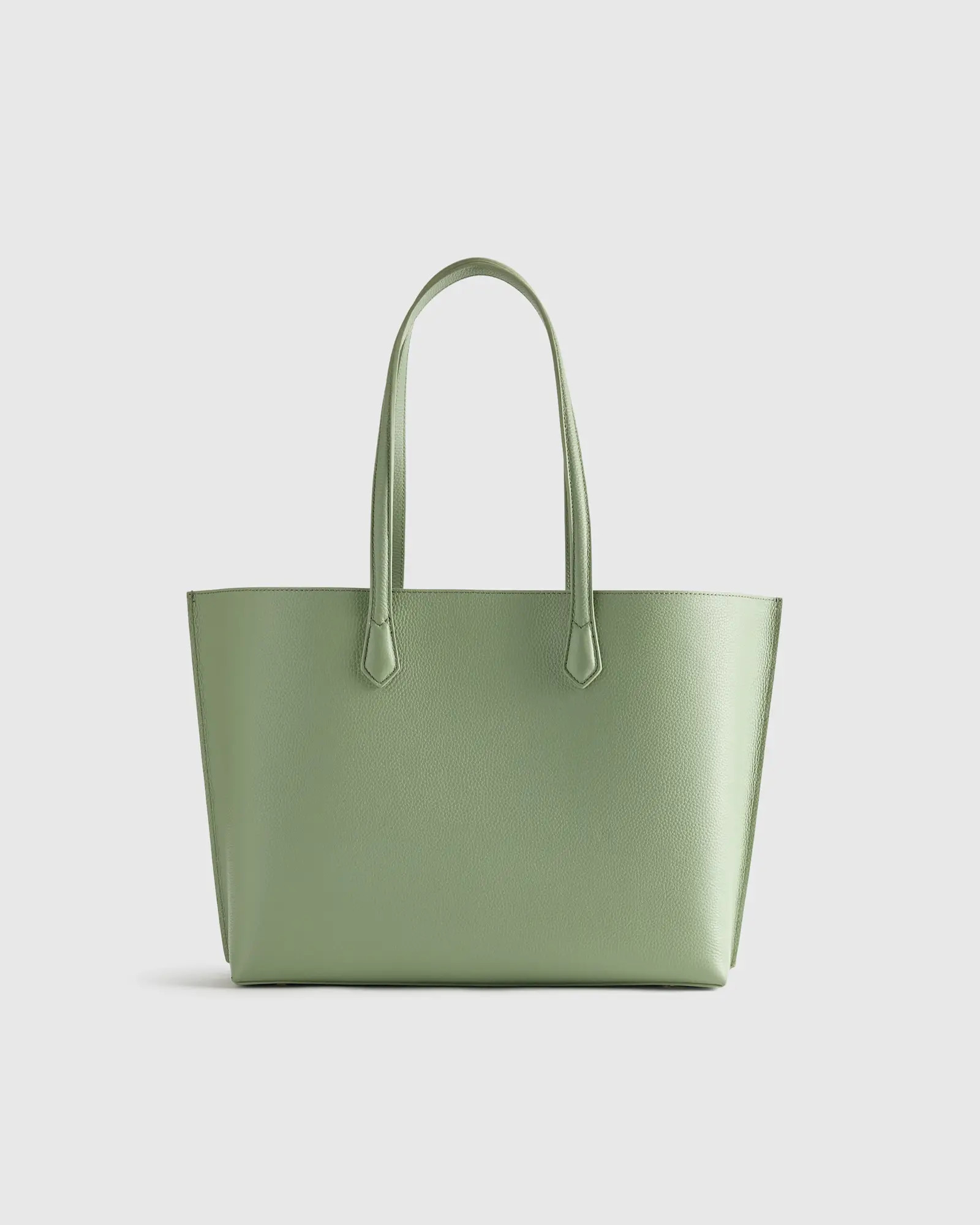 Italian Leather Triple Compartment Shopper Tote in Pistachio Green | Quince