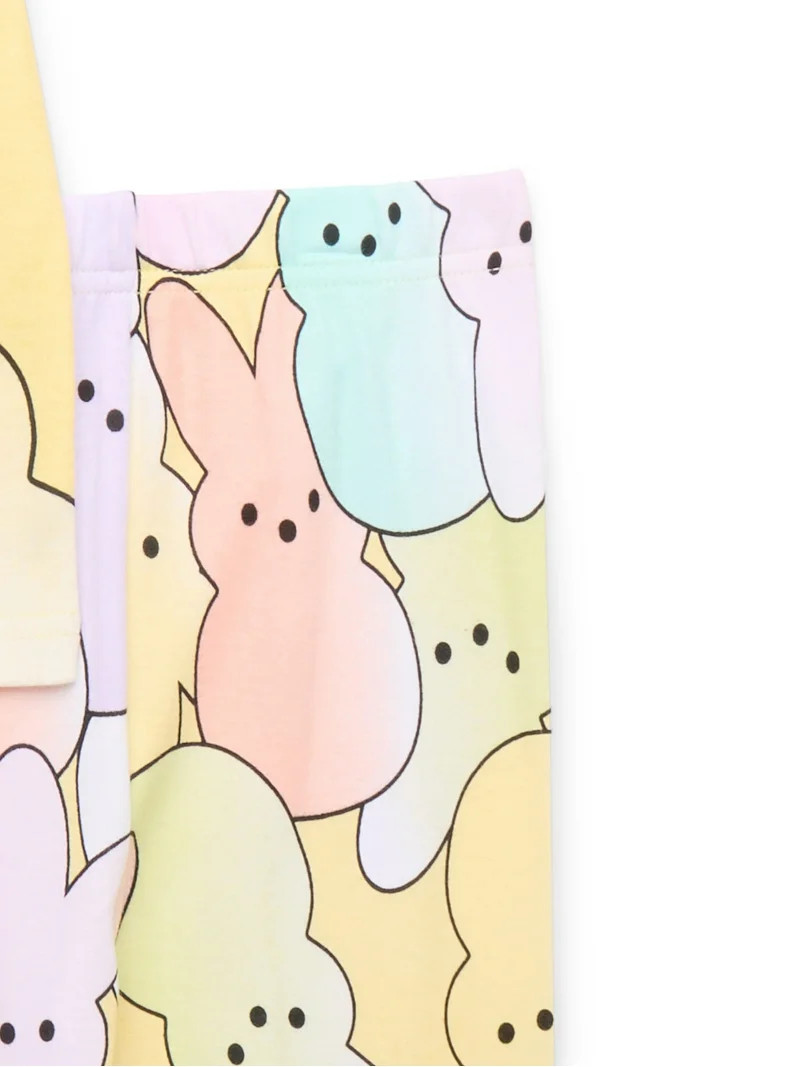 Peeps Girls Cotton Short Sleeve Top with Pants, 2-Piece Pajama Set, Sizes 4-10 | Walmart (US)