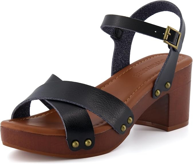 CUSHIONAIRE Slate Faux Wooden Heel Sandal, Comfortable Platform Sandals with Chunky Heels for Wom... | Amazon (US)