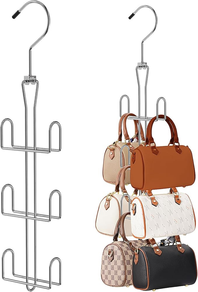 Purse Hanger 2 Pack,Purse Organizer for Closet,Rotatable Metal Bag Organizer,Purse Holder for Han... | Amazon (US)