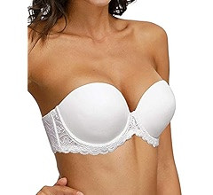 Strapless Clear Back Strap Convertible Bra with Lace Padded Underwired Plus Size Brassiere | Amazon (US)
