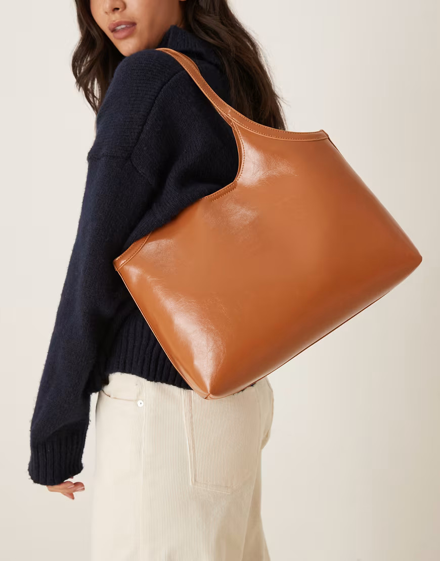 ASOS DESIGN scoop arm tote bag in tan-Green | ASOS (Global)