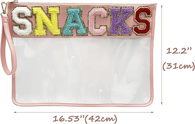 HAIBOLAN Monogram Clear Travel Patch Pouch Stadium Transparent Snack Bag Wristlet PVC Waterproof ... | Amazon (US)