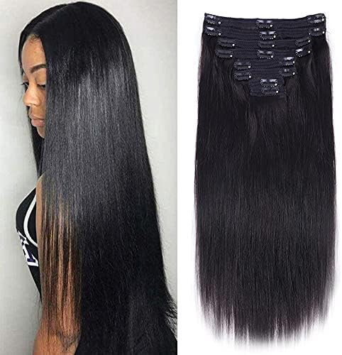 Nvnvdij Straight Clip in Hair Extensions Human Hair 8pcs Per Set with 18Clips Double Weft Clip in... | Amazon (US)