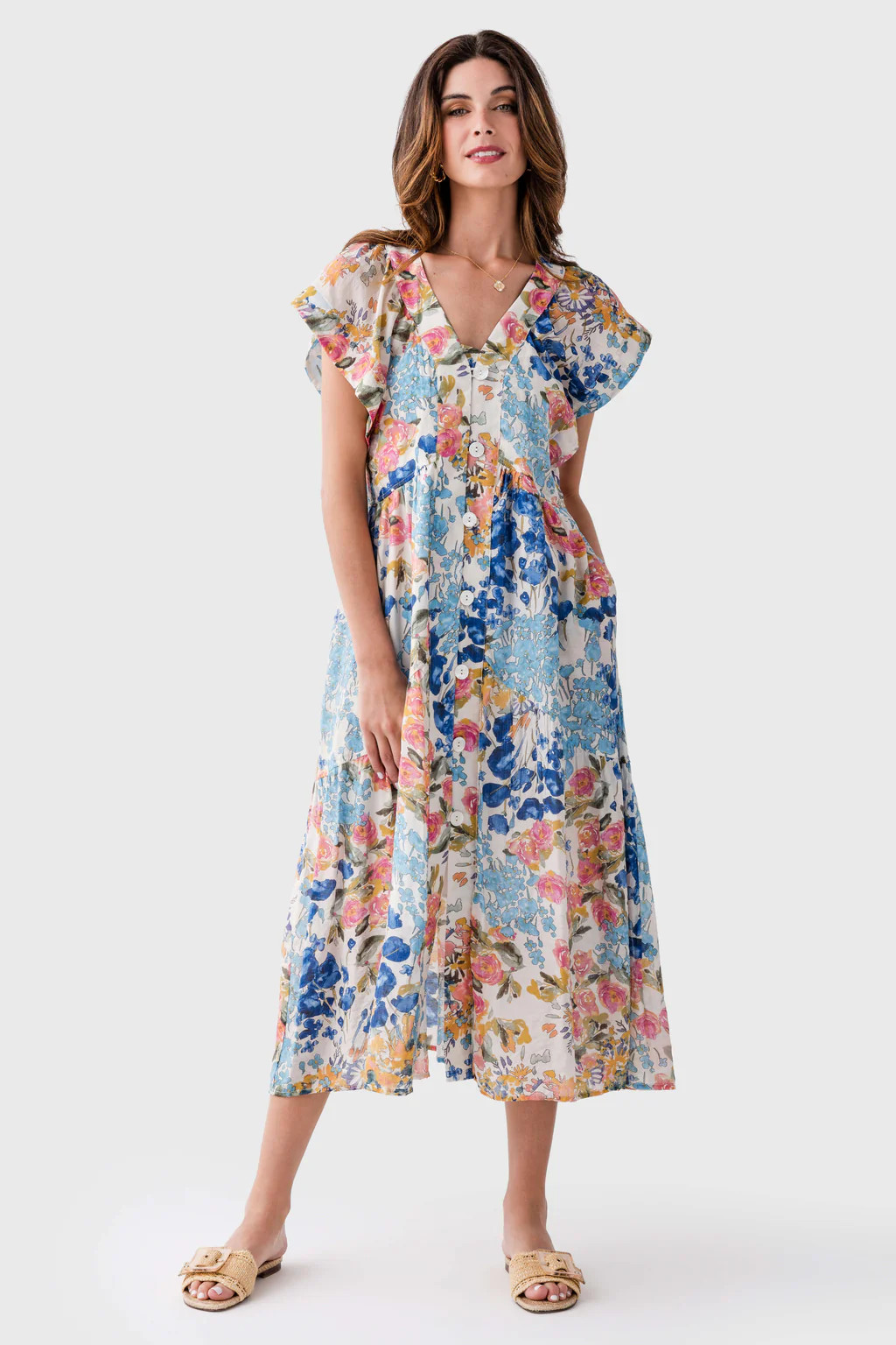 THML Patch Floral Print Maxi Dress | Social Threads