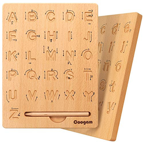 Coogam Wooden Letters Practicing Board, Double-Sided Alphabet Tracing Tool Learning to Write ABC Educational Toy Game Fine Motor Montessori Gift for Preschool 3 4 5 Years Old Kids | Amazon (US)