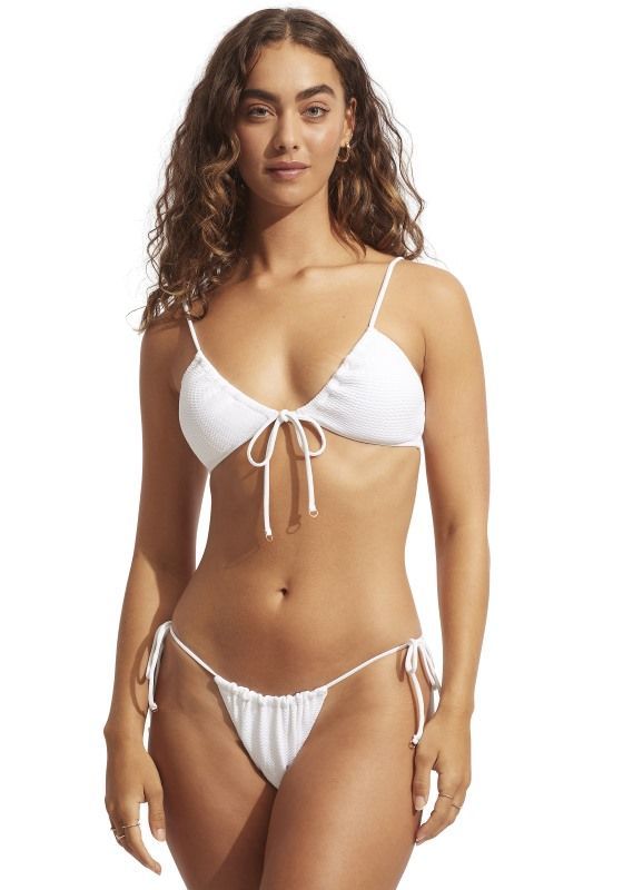 Drawstring Bralette Bikini White | beach cafe