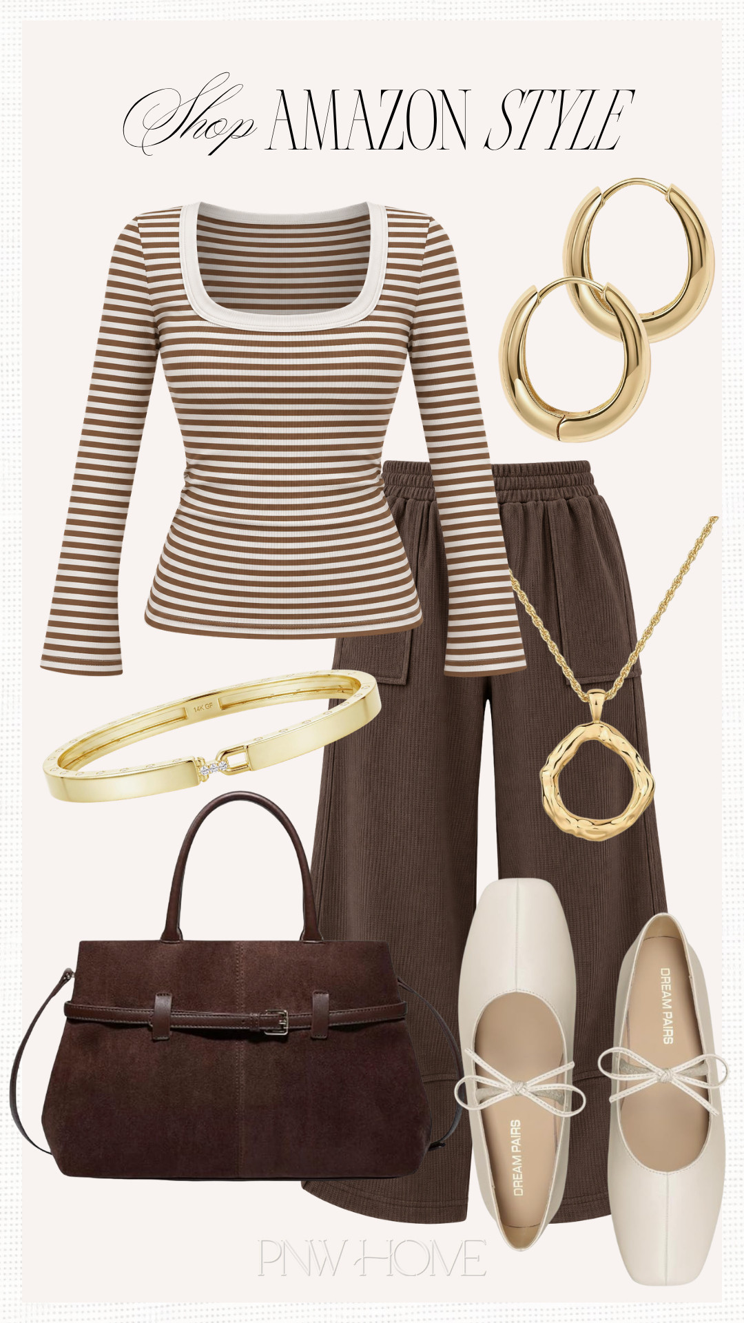 Loving these comfy Amazon pieces for everyday wear!

fall fashion, fall looks, fall style, fall outfit, casual look, casual outfit, casual style, barrel pants, brown pants, loung, striped top, long sleeve top, long sleeve tee, brown handbag, fall accessories, fall purse, white flats, neutral outfit, neutral looks, gold hoop earrings, gold bangle bracelet, gold necklace, pendant necklace 

 #LTKgrwm #LTKootd #LTKmomlife